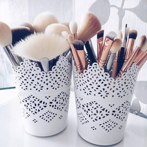 White Makeup Brush Holders